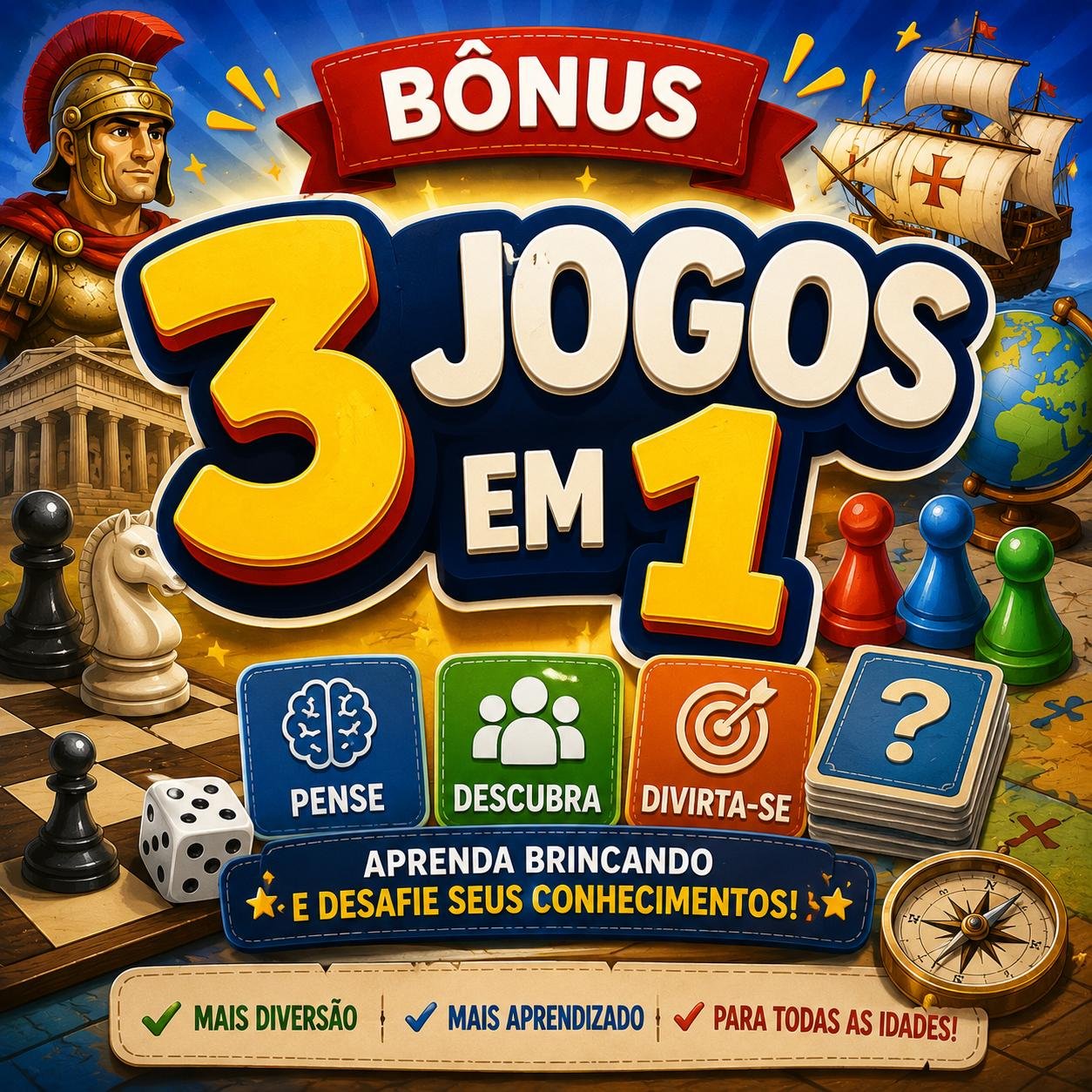 Capa do bônus 3 Jogos em 1 de História