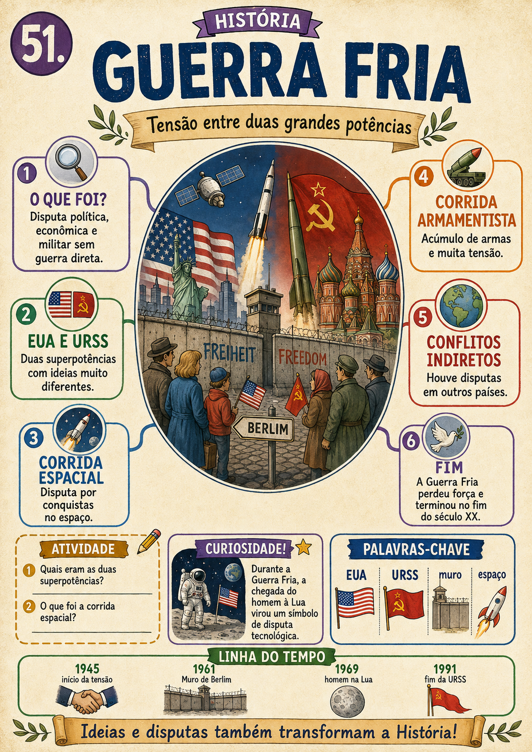 Mapa visual sobre a Guerra Fria