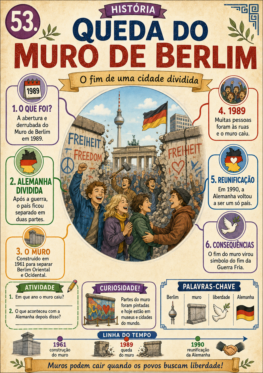Mapa visual sobre a queda do Muro de Berlim